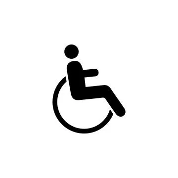 Disabled, Wheelchair Handicap, Cripple Solid Flat Vector Icon Isolated on Whi Stock Illustration