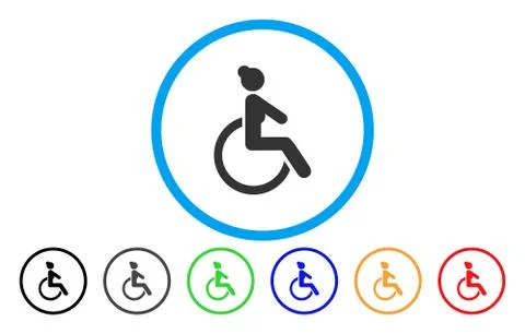Disabled Woman Rounded Vector Icon Stock Illustration
