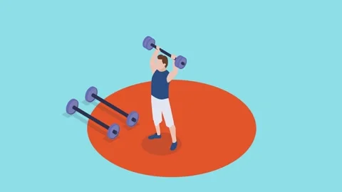 Disabled young man animation lifting a barbell Video stock 162710947