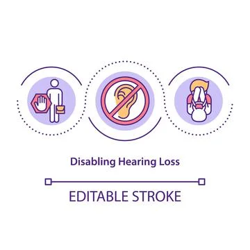 Disabling hearing loss concept icon Illustrazione stock