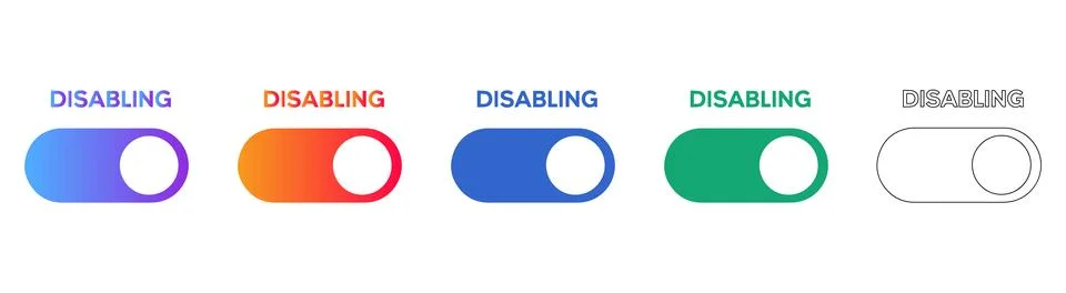 Disabling Toggle Switch Icons for User Interface Design Stock Illustration