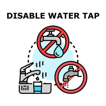 Disabling water tap preventing water loss concept Stock Illustration