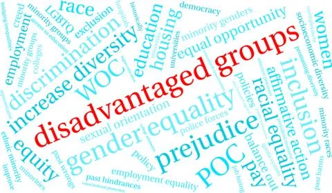 Disadvantaged Groups Word Cloud Stock Illustration