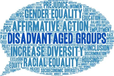 Disadvantaged Groups Word Cloud Stock-Illustration
