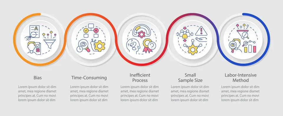 Disadvantages of case study loop infographic template Illustrazione stock