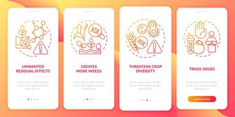 Disadvantages of gmo red gradient onboarding mobile app screen 스톡 일러스트
