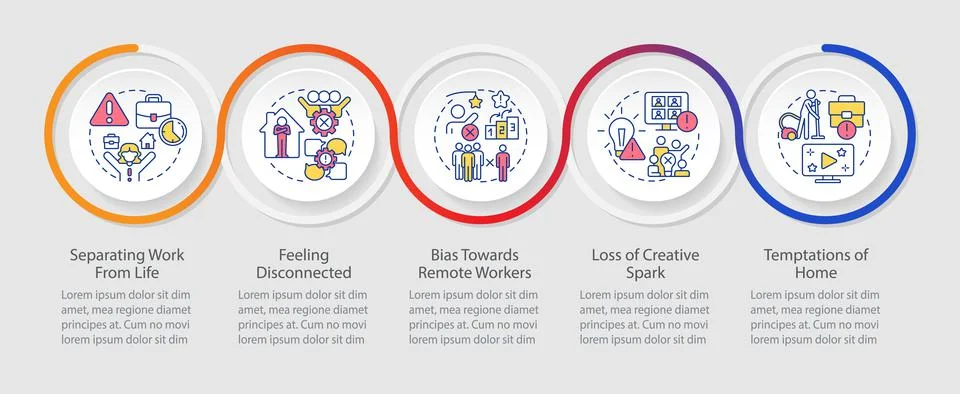 Disadvantages of remote workplace loop infographic template Illustrazione stock
