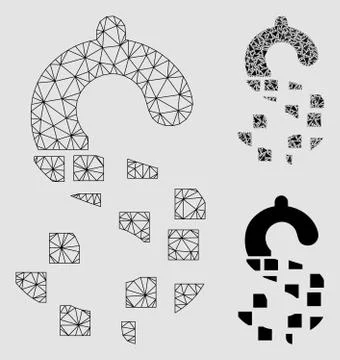 Disappear Dollar Vector Mesh 2D Model and Triangle Mosaic Icon Illustrazione stock