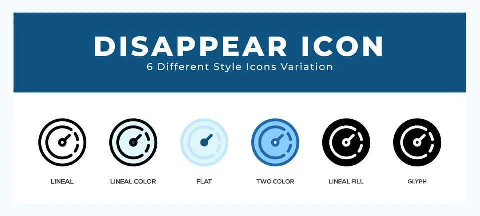 Disappear icon set with different styles. Design elements for logo. Vector .. Stock Illustration