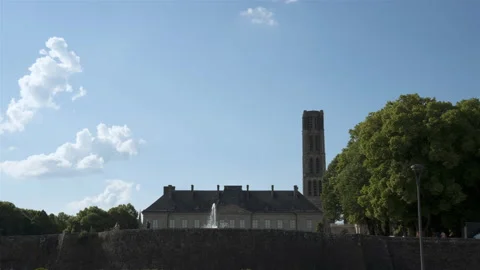 Disappearance of the clouds above the Cathedral of Limoges, Timelapse Video stock 159292862