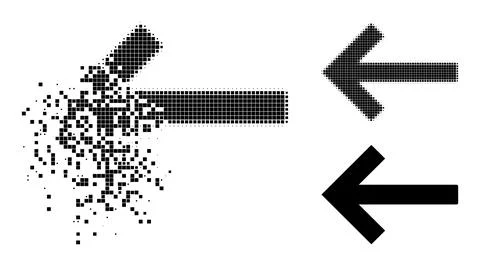 Disappearing and Halftone Dot Left Arrow Icon Stock Illustration