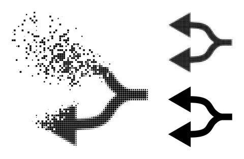 Disappearing and Halftone Dotted Split Arrows Left Icon 스톡 일러스트