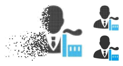 Disappearing Dot Halftone Capitalist Oligarch Icon Stockillustratie
