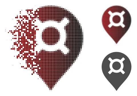 Disappearing Dot Halftone Currency Map Marker Icon 스톡 일러스트