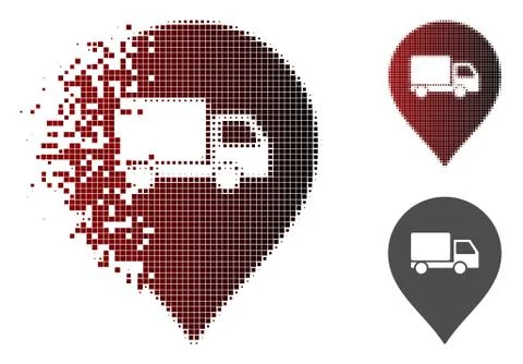 Disappearing Dot Halftone Lorry Marker Icon Illustrazione stock