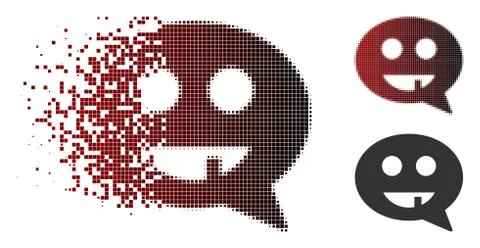 Disappearing Dot Halftone Toothless Smiley Message Icon Stock Illustration