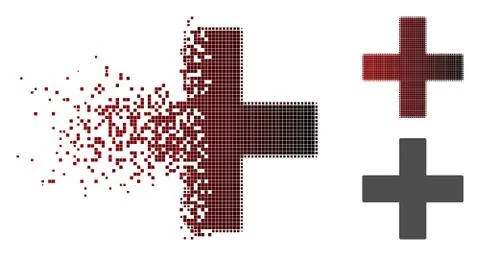 Disappearing Dotted Halftone Add Math Operation Icon 스톡 일러스트