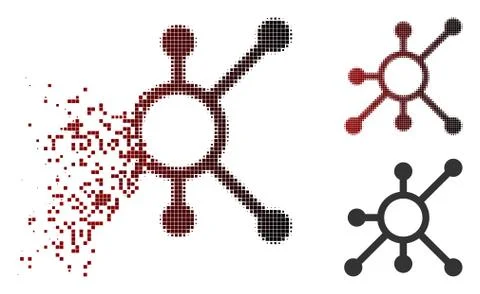 Disappearing Dotted Halftone Network Node Icon Illustrazione stock