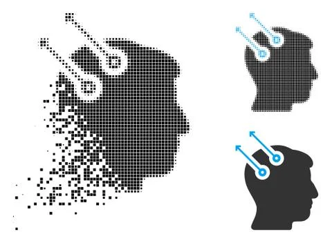 Disappearing Dotted Halftone Neural Interface Plugs Icon Stockillustratie