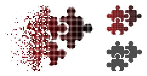 Disappearing Dotted Halftone Puzzle Elements Icon Illustrazione stock