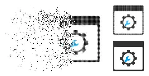 Disappearing Dotted Halftone Setup Tools Calendar Page Icon 스톡 일러스트