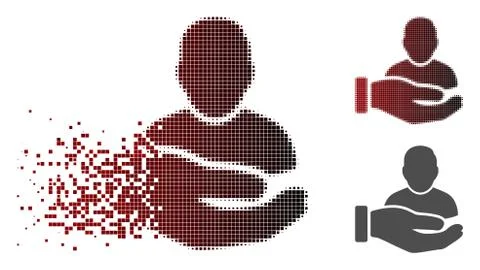 Disappearing Dotted Halftone User Support Hand Icon Illustrazione stock