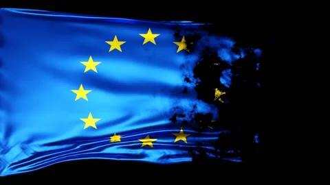Disappearing flag of Europe. Stock Footage 185403941