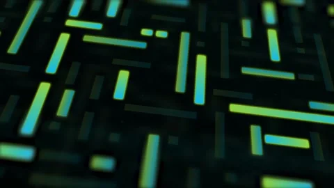 Disappearing light green rectangles and dots on a black background 스톡 동영상 197592125