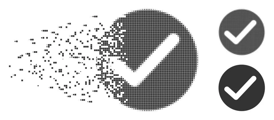 Disappearing Pixel Halftone Apply Icon Stock Illustration