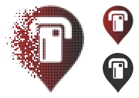 Disappearing Pixel Halftone ATM Map Pointer Icon Illustrazione stock