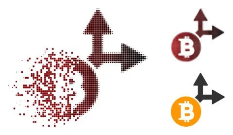 Disappearing Pixel Halftone Bitcoin Fork Icon Stock Illustration