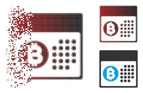 Disappearing Pixel Halftone Bitcoin Table Icon Stock Illustration