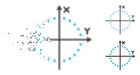 Disappearing Pixel Halftone Circle Plot Icon Ilustración de archivo