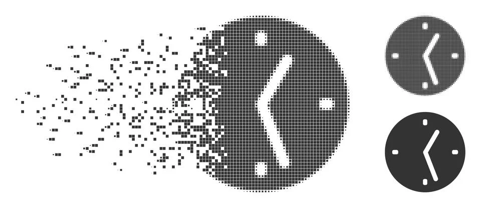 Disappearing Pixel Halftone Clock Icon Stock Illustration