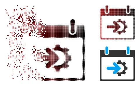 Disappearing Pixel Halftone Cog Integration Calendar Day Icon Stock Illustration