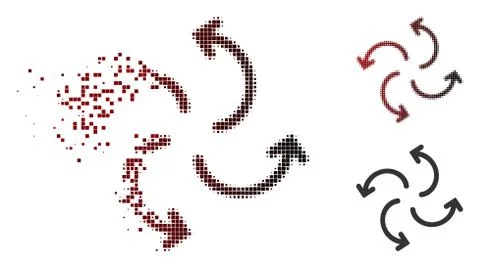 Disappearing Pixel Halftone Cyclone Arrows Icon Illustrazione stock