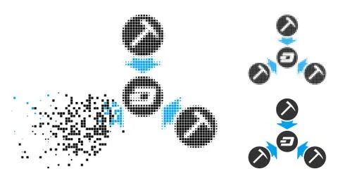 Disappearing Pixel Halftone Dash Mining Pool Icon Stock Illustration