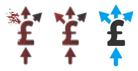 Disappearing Pixel Halftone Divide Pound Payment Icon Stock Illustration