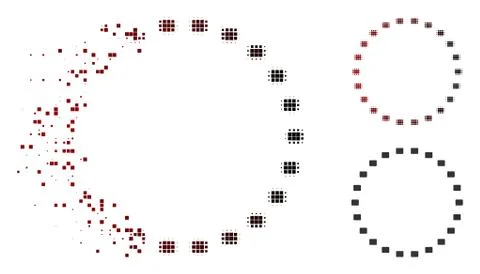 Disappearing Pixel Halftone Dotted Circle Icon Stock Illustration