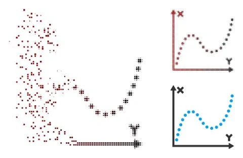 Disappearing Pixel Halftone Dotted Plot Icon Stock Illustration