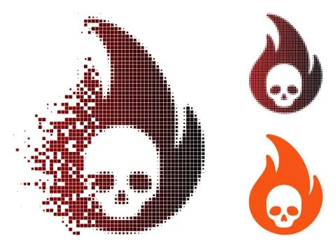 Disappearing Pixel Halftone Hellfire Icon Illustrazione stock
