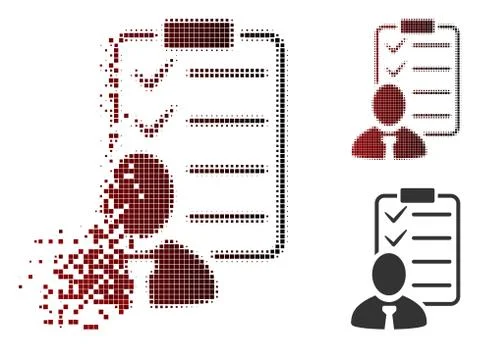 Disappearing Pixel Halftone Manager Check List Icon Stock Illustration