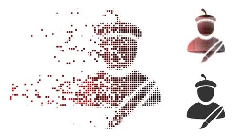 Disappearing Pixel Halftone Painter Icon Stock Illustration