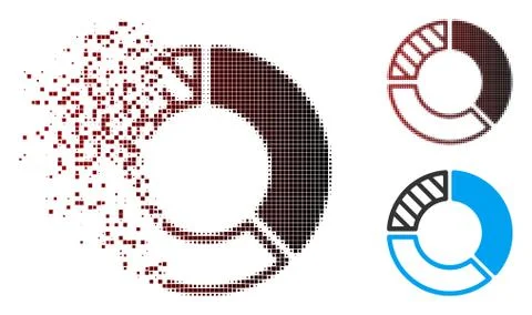Disappearing Pixel Halftone Pie Chart Icon Stock Illustration