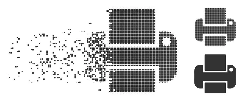 Disappearing Pixel Halftone Printer Icon Stock Illustration