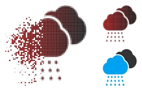 Disappearing Pixel Halftone Rain Clouds Icon Stock Illustration
