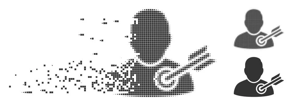 Disappearing Pixel Halftone Target User Icon Illustrazione stock