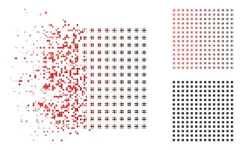 Disappearing Pixelated Halftone Regular Square Dots Icon Stock Illustration