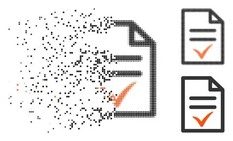 Disappearing Pixelated Halftone Valid Document Icon Illustrazione stock