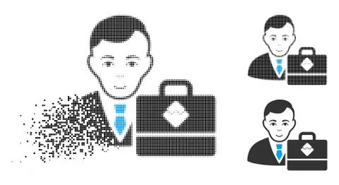Disappearing Pixelated Halftone Waves Accounter Icon with Face Ilustración de archivo